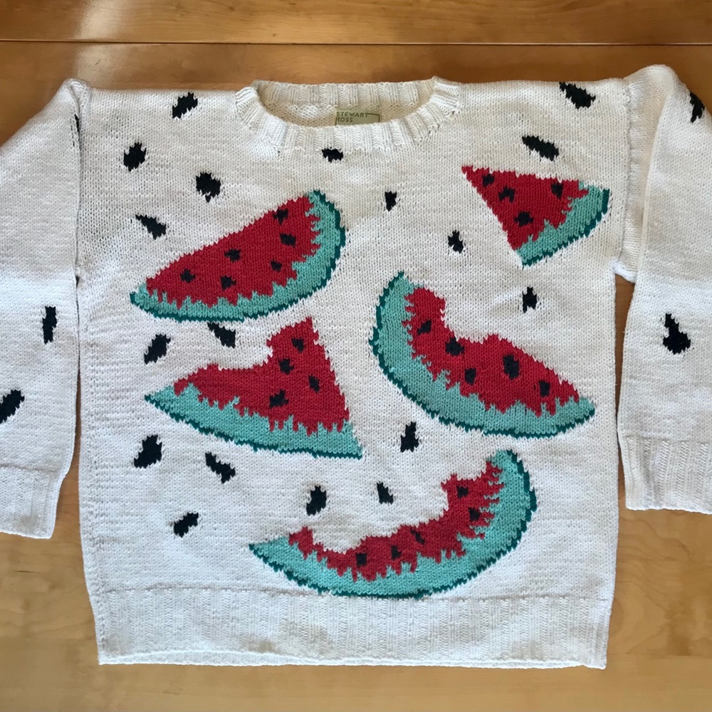 Vintage Collectible Stewart Ross Hand-Knit Watermelon Sweater